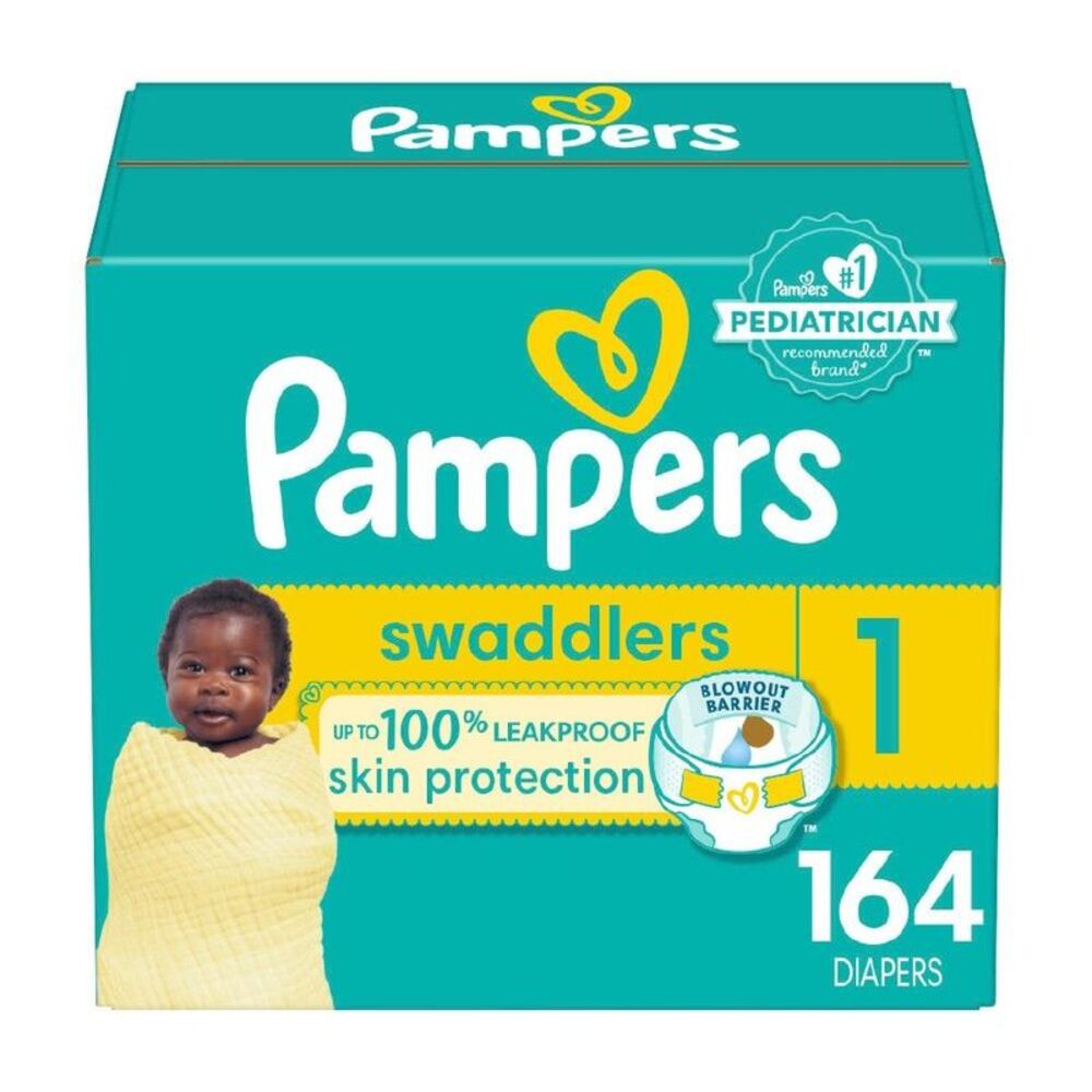 Pampers Swaddlers Soft Sensitive Skin Baby Diapers Size 1 164ct Blowout Barrier